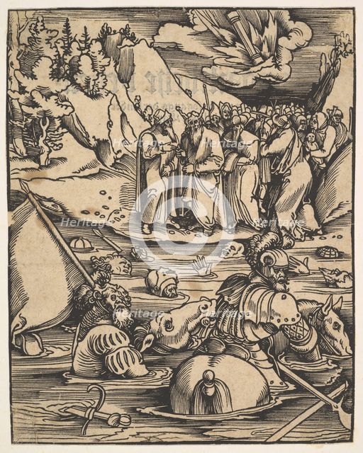 The Egyptians Crossing the Red Sea, from Das Buch Granatapfel, 1511. Creator: Hans Baldung.