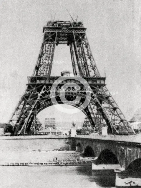 The Eiffel Tower under construction, Paris, c1888. Artist: Unknown