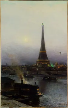The Eiffel Tower, at night, 1889. Creator: Aleksey Bogolyubov