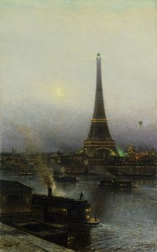 The Eiffel tower at Night, 1889. Creator: Bogolyubov, Alexei Petrovich (1824-1896)