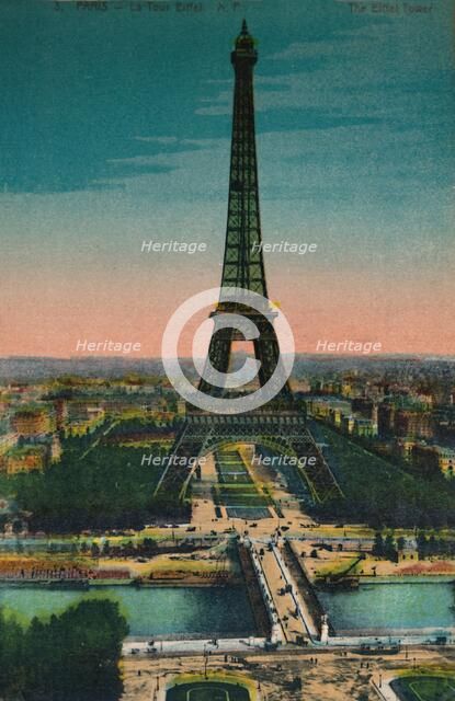 The Eiffel Tower, Paris, c1920. Artist: Unknown.