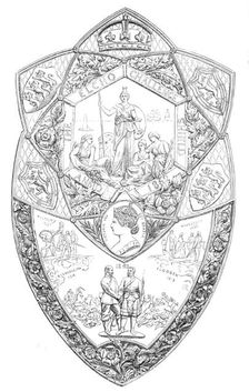 The Elcho Challenge Shield to be shot for by...rifle volunteers at the Wimbledon Meeting, 1865. Creator: Unknown