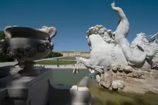 The elaborate fountain in the gardens of Schonbrunn, Vienna, Austria, 2022. Creator: Ethel Davies