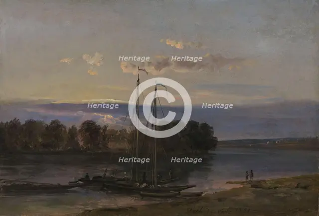 The Elbe at Sunset, 1821. Creator: Johan Christian Dahl.