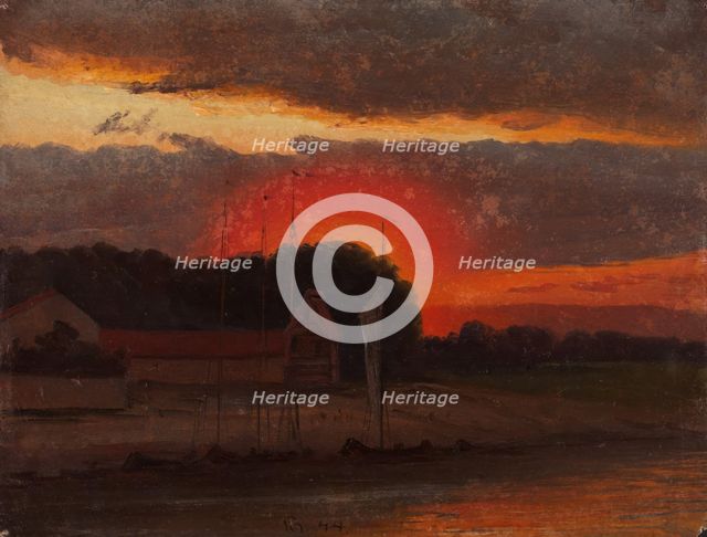 The Elbe in Sunset, 1844. Creator: Knud Baade.
