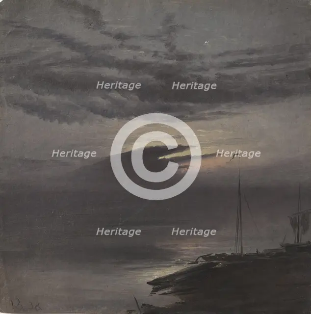 The Elbe River by Moonlight, 1838. Creator: Knud Baade.
