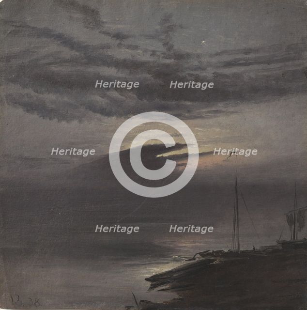 The Elbe River by Moonlight, 1838. Creator: Knud Baade.