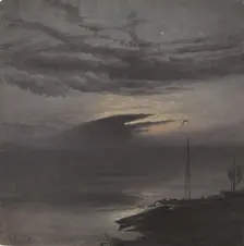 The Elbe River by Moonlight, 1838. Creator: Knud Baade