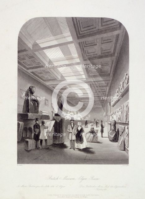 The Elgin Room, British Museum, Holborn, London, c1850. Artist: William Radclyffe