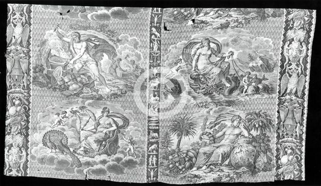 The Elements (Furnishing Fabric), Nantes, 1810/20. Creator: Hartmann et Fils.