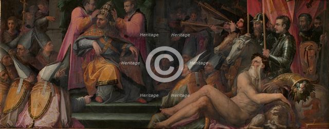 The election of Giovanni de' Medici to papacy, 1555-1562. Artist: Vasari, Giorgio (1511-1574)