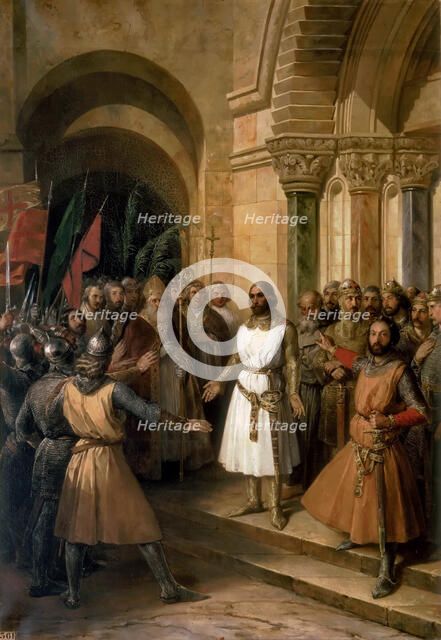 The election of Godfrey of Bouillon as the King of Jerusalem on July 23, 1099. Artist: Madrazo y Kuntz, Federico de (1815-1894)