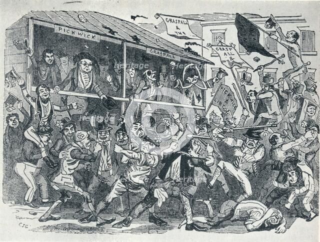 The Election at Eatanswill, (c1836), 1925. Artist: Unknown