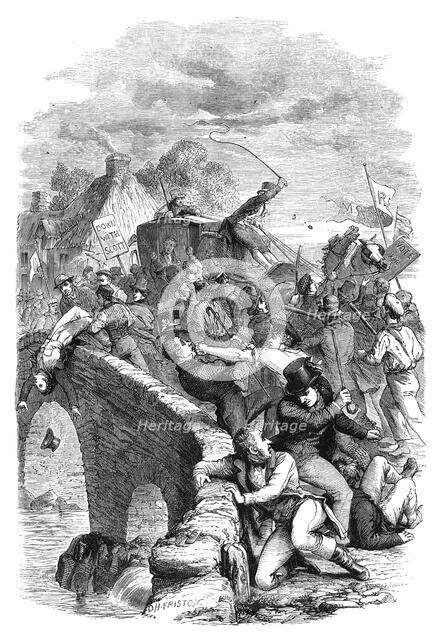 The election riot at Hawick, Scottish Borders, 1837 (c1895). Artist: Unknown