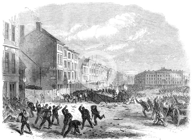 The Election Riot in the Great Market-Place at Nottingham, 1865. Creator: Unknown.