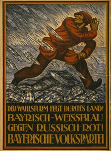 The election storm is sweeping through the country! Bavarian white and blue against..., 1919. Creator: Keimel, Hermann (1889-1948)
