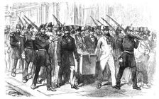 The Elections in France: removal of...voting-urn from a district polling-place to the Mairie, 1869. Creator: Unknown