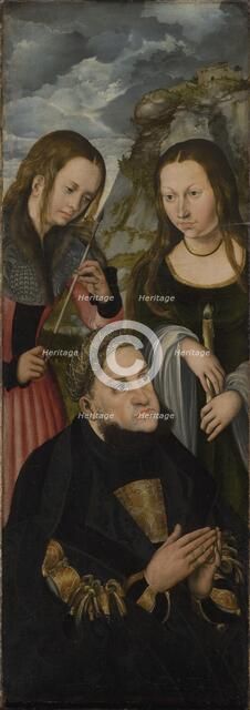 The Elector Frederic the Wise of Saxony with the Saints Ursula (L) and Genevieve (R), 1510-1512. Creator: Lucas Cranach the Elder.
