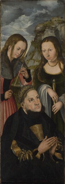 The Elector Frederick III the Wise of Saxony (1463-1525) with the Saints Ursula and..., c1510-1512. Creator: Cranach, Lucas, the Elder (1472-1553)
