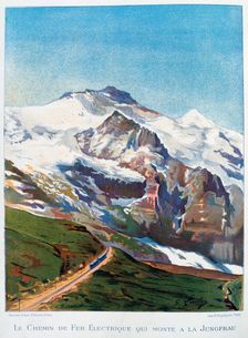 The electric railroad to Mount Jungfrau, Swiss Alps, 19th century. Artist: Gustave Francois Lasellaz