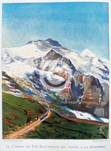 The electric railroad to Mount Jungfrau, Swiss Alps, 19th century. Artist: Gustave Francois Lasellaz