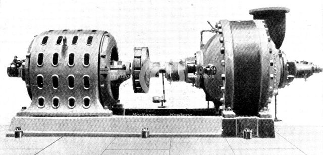 The electrically driven pump that supplies the sprinklers at the Brunswick Mill, Ancoats, 1909.  Creator: Unknown.