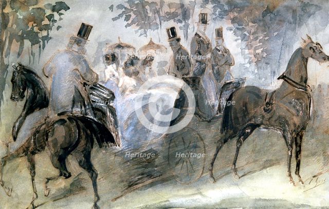'The Elegant Horse and Riders', c1822-1892. Artist: Constantin Guys