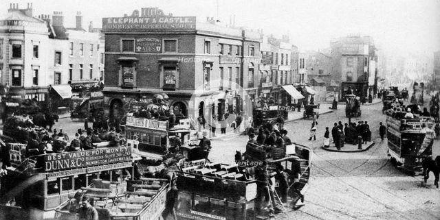 The Elephant and Castle during the time of the horse-tram, London, 1926-1927. Artist: Unknown
