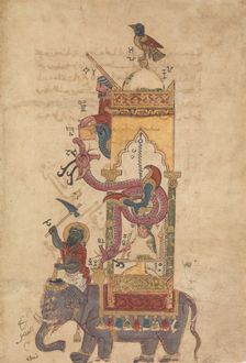 The Elephant Clock, Folio from a Book of the Knowledge of Ingenious Mechanical..., A.H. 715/A.D.1315 Creator: Farrukh ibn Abd al-Latif
