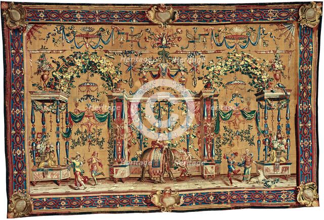 The Elephant, from The Berain Grotesques Series, France, c. 1688/1732. Creator: Manufacture Royale de Beauvais.