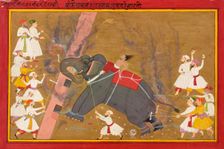 The elephant Khanderao Bahadur killing Sham Mahavat, ca. 1700. Creator: Unknown