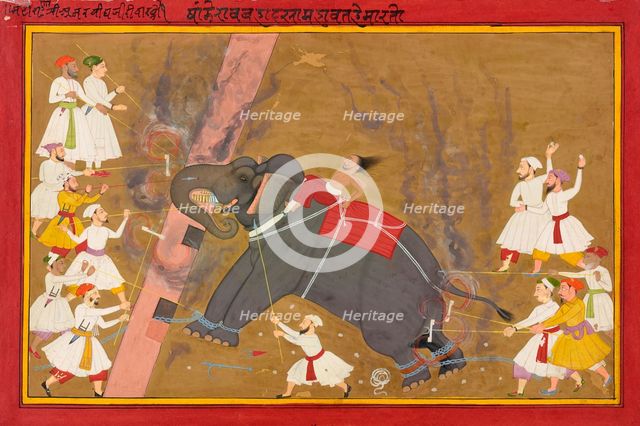 The elephant Khanderao Bahadur killing Sham Mahavat, ca. 1700. Creator: Unknown.