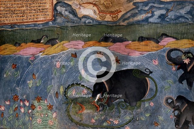 The Elephant King Attacked by a Crocodile, c1650. Creator: Unknown.