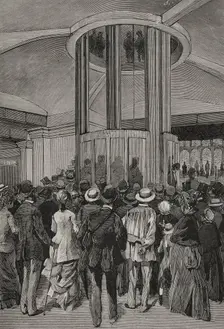 The elevators of the Trocadero Palace, Paris Exposition, 1878. Creator: Tomás Carlos Capuz
