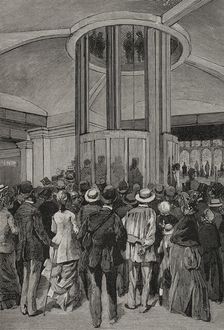 The elevators of the Trocadero Palace, Paris Exposition, 1878. Creator: Tomás Carlos Capuz