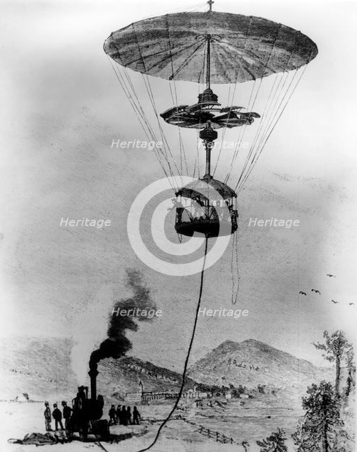 The Elevated Gazebo, J Henry Smith's helicopter, parachute and observation apparatus, 1892. Creator: Unknown.