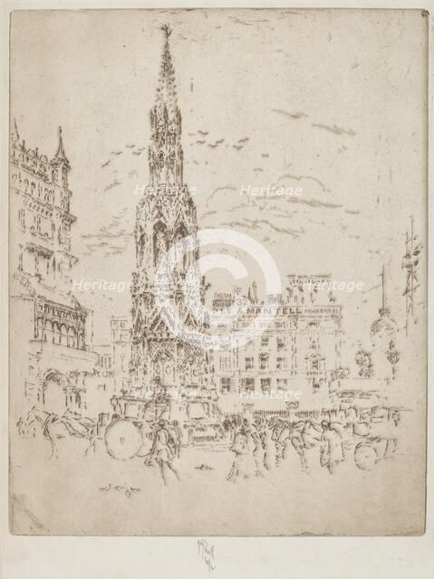 The Elinor Cross, in Front of Charing Cross Railway Station, 1906. Creator: Joseph Pennell.