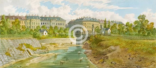 The Elisabeth Bridge over the Vienna River, undated. Creator: Franz Gerasch.