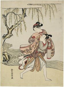 The Elopement (parody of Akutagawa episode from "Tales of Ise"), c. 1767. Creator: Suzuki Harunobu