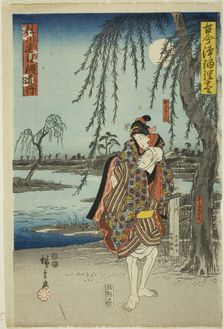 The Elopement Scene in Katsuragawa Renri no Shigarami (Katsuragawa renri no shigaram..., c. 1847/52. Creator: Ando Hiroshige