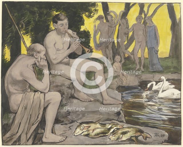 The Elysian Fields (Dancing nymphs), 1890. Creator: Hans Thoma.