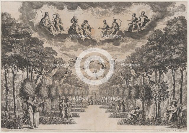 The Elysian Fields; set design from 'La Monarchia Latina Trionfante', 1678. Creator: Mathäus Küsel.