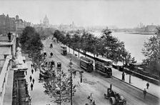 The Embankment from Waterloo Bridge, Westminster, London. Creator: Unknown
