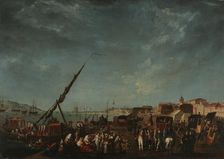 The Embarkation of the Portuguese Royal Family to Brazil in 1807. Creator: Delerive, Nicolas-Louis-Albert (1755-1818)