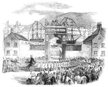 The Embarkation of the Prince of Wales at the Queen's Wharf, St. John's, Newfoundland, 1860. Creator: Unknown