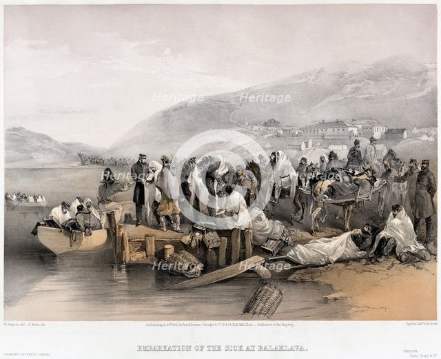 The Embarkation of the sick at Balaklava, 1855. Artist: Simpson, William (1832-1898)