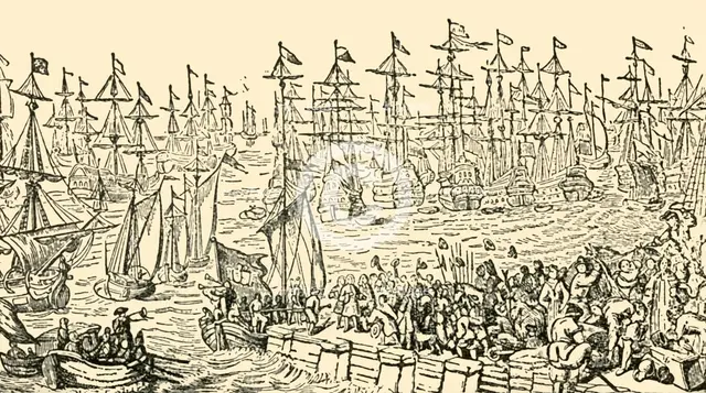 'The Embarkation of William of Orange from Holland for England, 1688', c1930. Creator: Unknown.