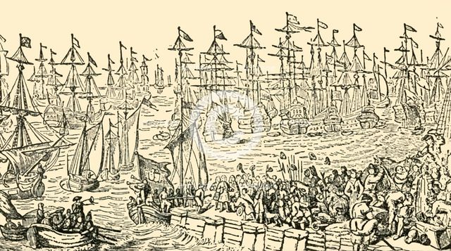 'The Embarkation of William of Orange from Holland for England, 1688', c1930. Creator: Unknown.