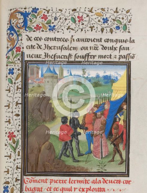 The Embassy of Peter the Hermit and Herluin to Kerbogha. Miniature from the Historia by William of Tyre, 1460s. Artist: Anonymous  
