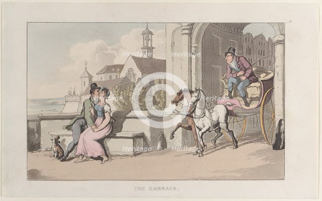 The Embrace, from "Journal of Sentimental Travels in the Southern Provinces of France, ..., 1817-21. Creator: Thomas Rowlandson.